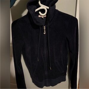 JUICY COUTURE Navy Zip Up Hoodie, Size Small